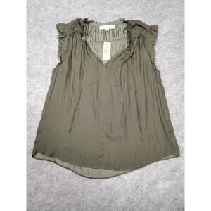 NWT Loft Women's Size MP Dark Green Sleeveless Blouse